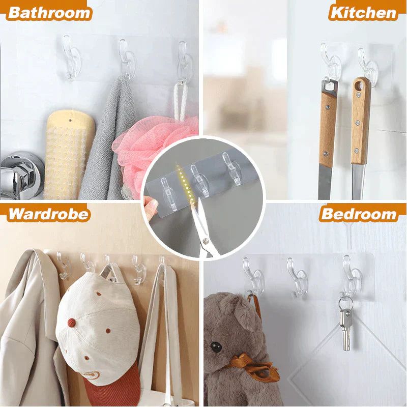 Transparent Wall-Mounted 6-Hook Rack - Savroo