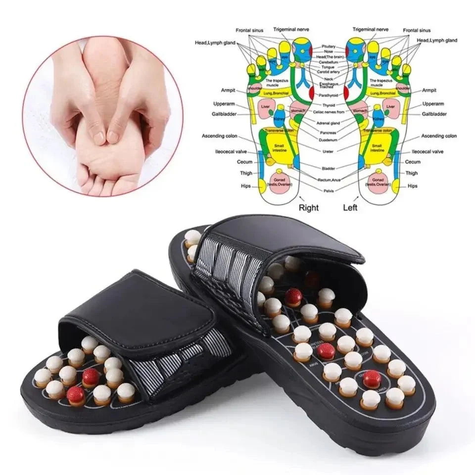 Foot Massage Slippers Acupuncture Therapy Massager Shoes For Foot Acupoint,Activating Reflexology Feet Care,Massage Sandal with Adjustable Strap for Travel, Walk, Bathroom, Home Use etc - Savroo
