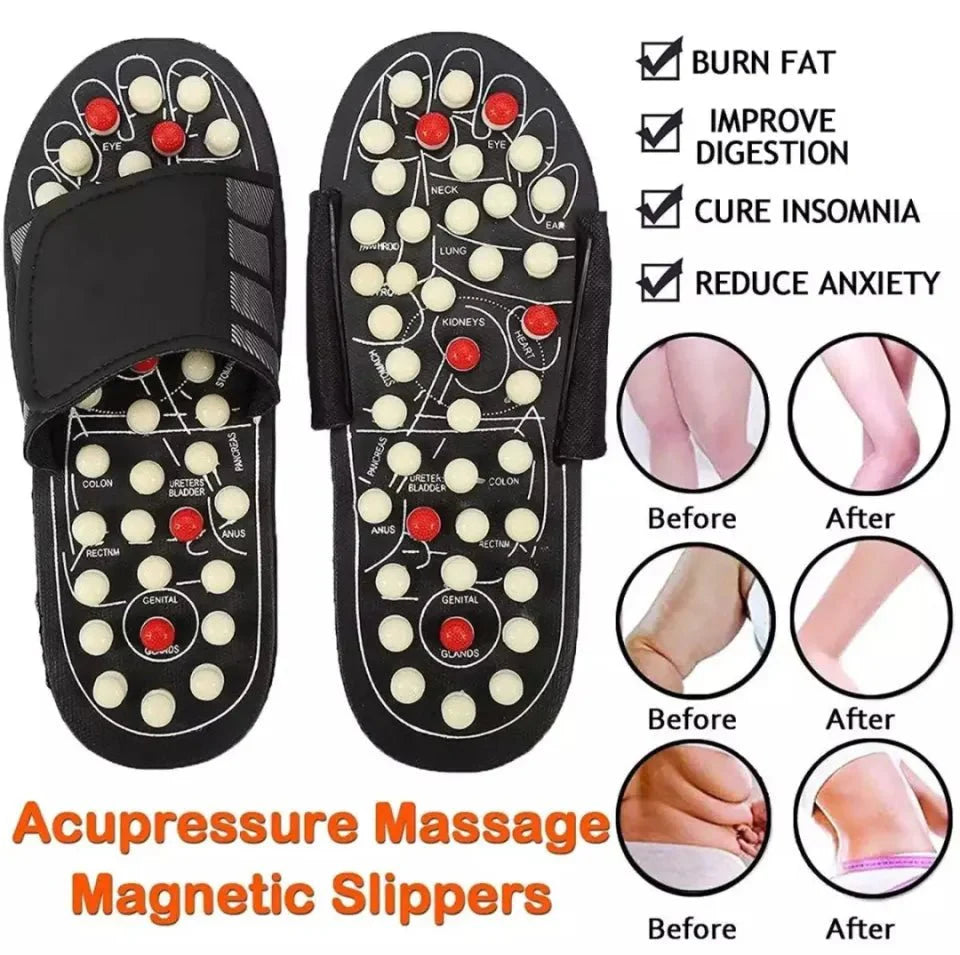 Foot Massage Slippers Acupuncture Therapy Massager Shoes For Foot Acupoint,Activating Reflexology Feet Care,Massage Sandal with Adjustable Strap for Travel, Walk, Bathroom, Home Use etc - Savroo