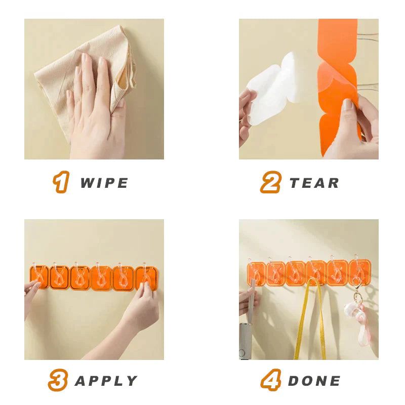 Transparent Wall - Mounted 6 - Hook Rack - Savroo