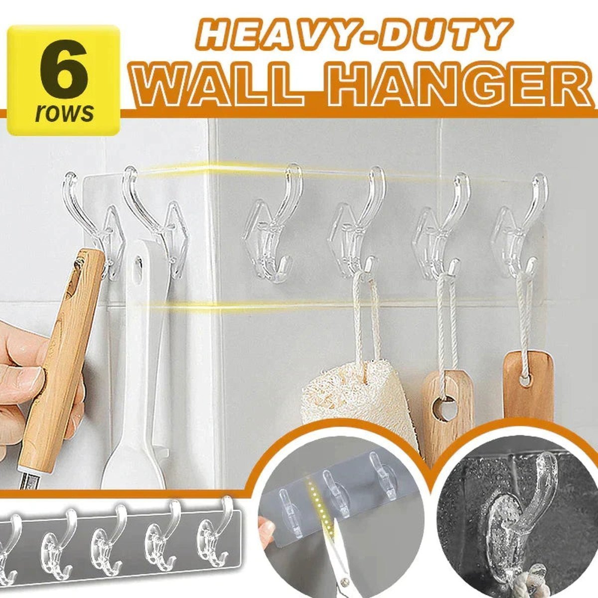 Transparent Wall - Mounted 6 - Hook Rack - Savroo